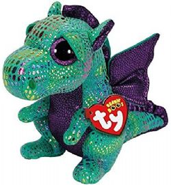 PELUCHE TY BEANIE BOOS - CINDER DRAGON VERT VENTRE MAUVE MÉDIUM 13